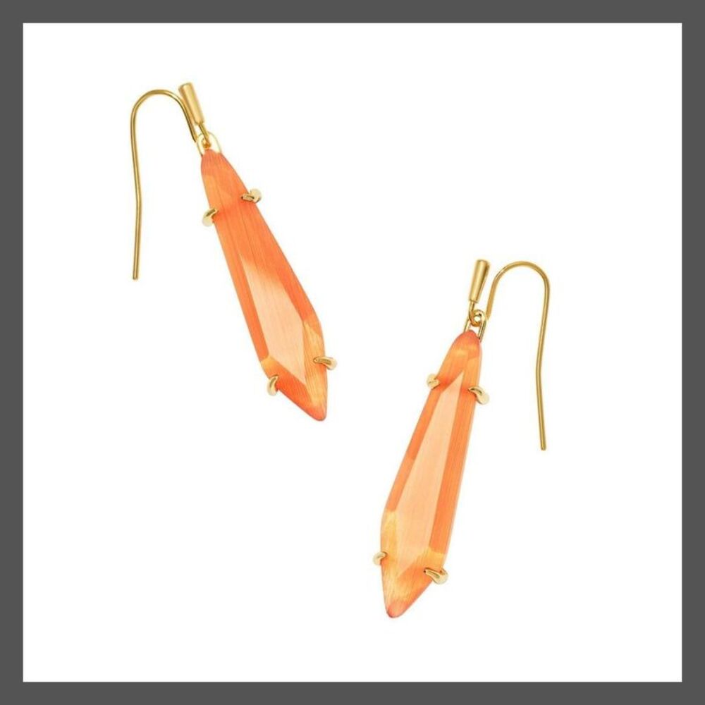 Kendra Scott - Kendra Scott Alice Catseye 14K Gold Over Brass Dro Coral